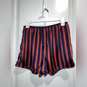 Orange and Navy striped silk shorts